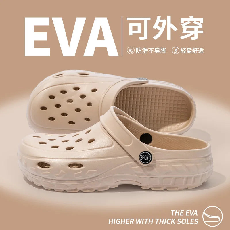 Summer Women Clogs Female Sandals Thick Bottom Home Slides/Soft EVA Dry Wedges Platform Garden Shoes Beach Sandals Home Slippers
