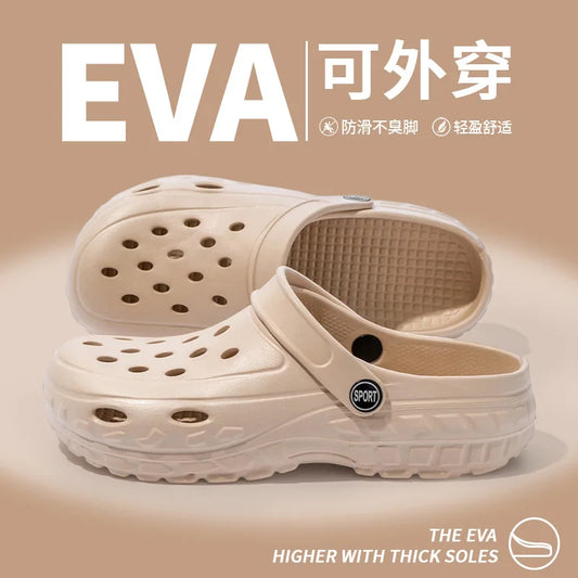 Summer Women Clogs Female Sandals Thick Bottom Home Slides/Soft EVA Dry Wedges Platform Garden Shoes Beach Sandals Home Slippers