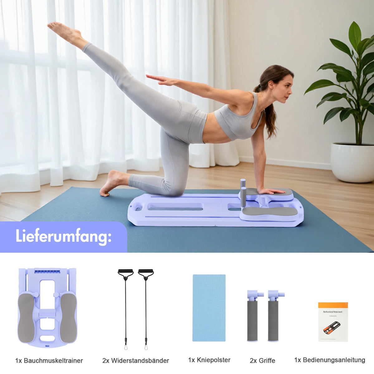 Foldable Pilates Ab Board 5-in-1 Core Training Slab Board/Abdominal Exercise Fitness Equipment Multifunctional