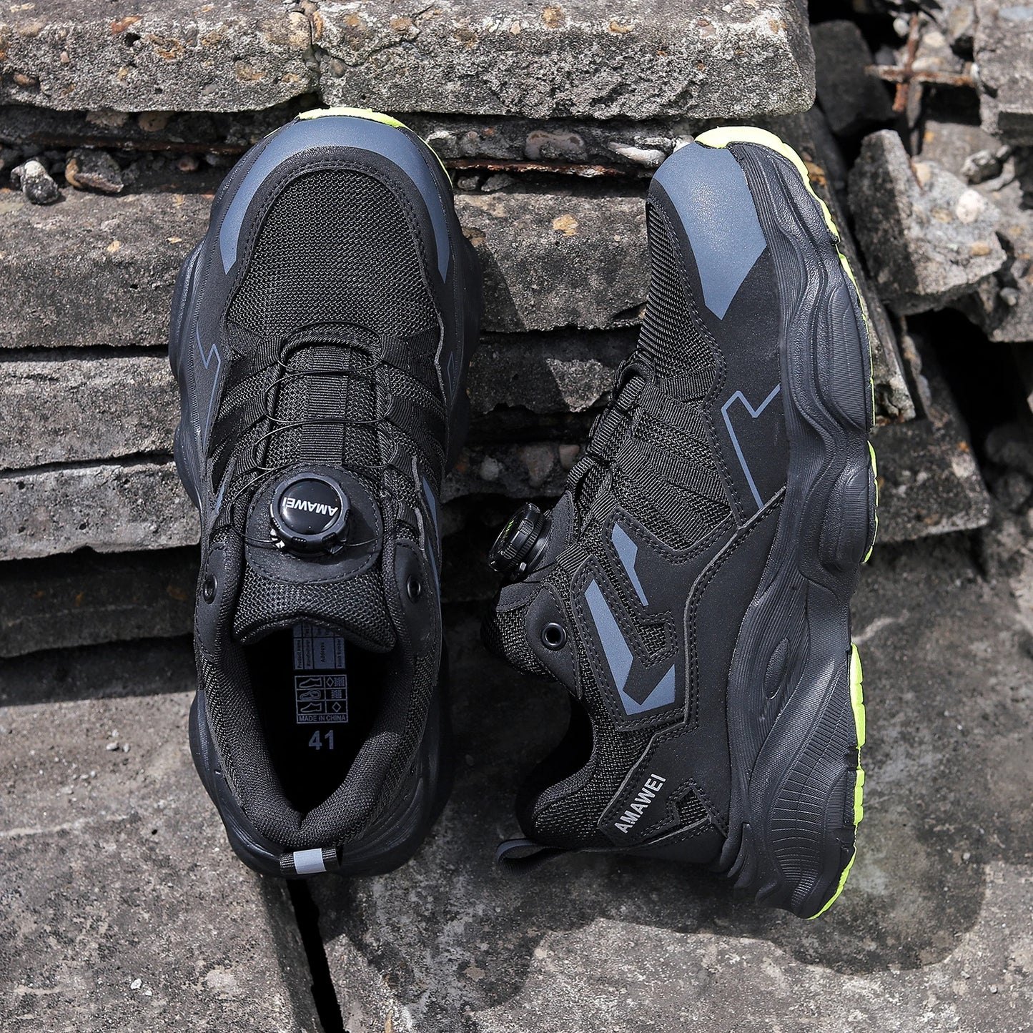 Rotating Button Steel Toe Safety Shoes for Men Lightweight/Work Sneakers Puncture Proof Work Shoes Construction Safety