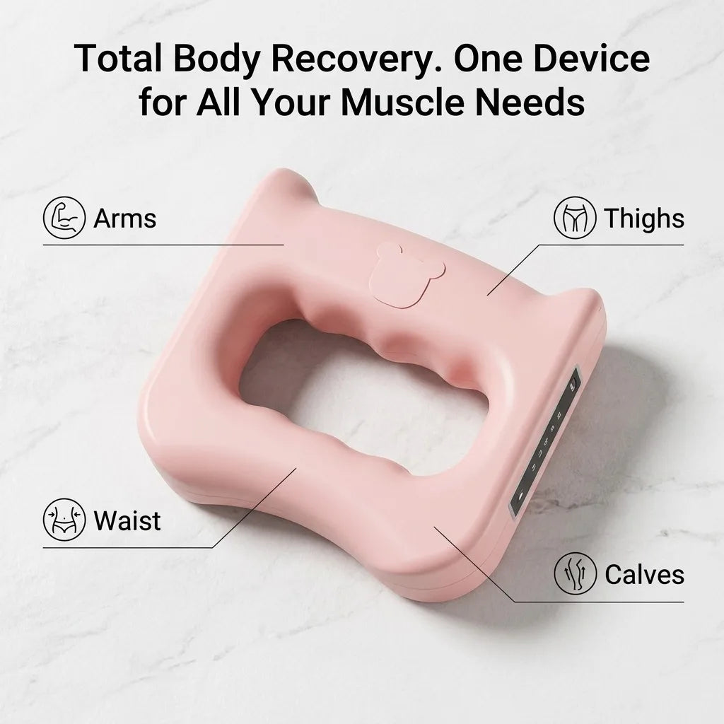 Electric Fascia Ring Massager, 2-in-1 Handheld Muscle Massage Gun/with Belt for Neck Shoulder Rechargeable 5-Speed Portable Percussion Device