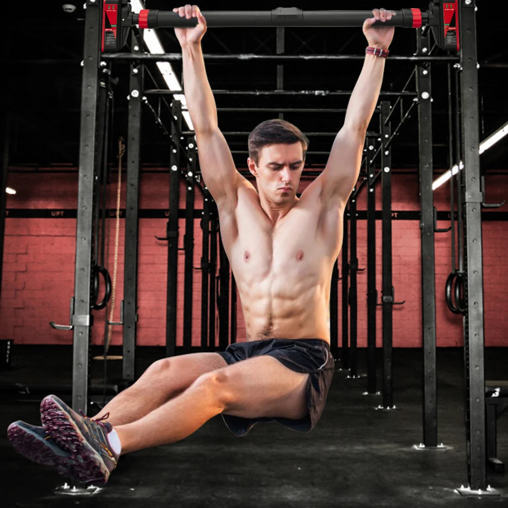 Strength Training Pull-up Bars with Level Gauge 69-92cm Adjustable Width/200kg Max Load Capacity Chin Up Bar For Doorway
