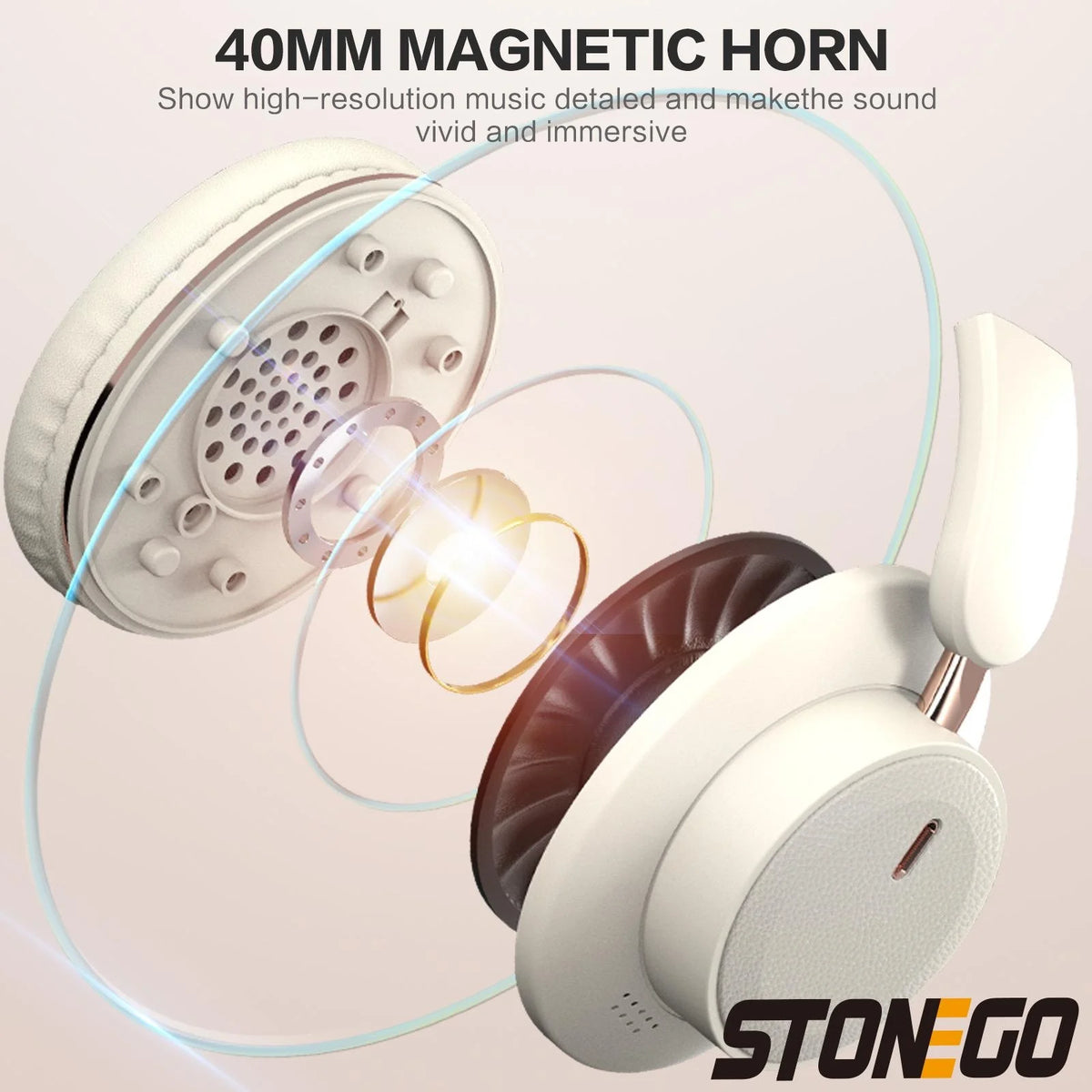Bluetooth Headphones Wireless Headset Over Ear Foldable/Portable Fashion Aesthetic Design With 24H Long Battery Life