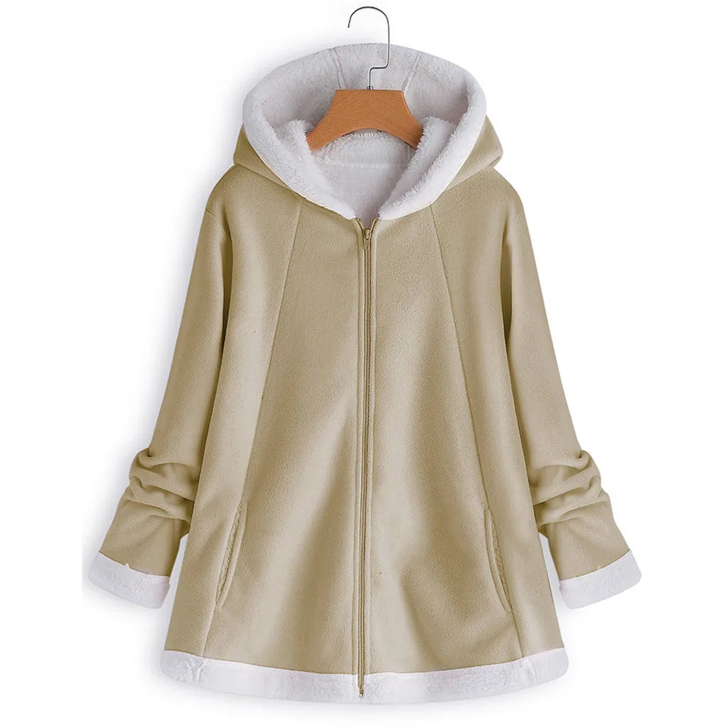 Women Plush Fleece Jackets Coat Fashion Autumn Winter/Women's Overcoat Zipper Outwear Jacket Female Casual