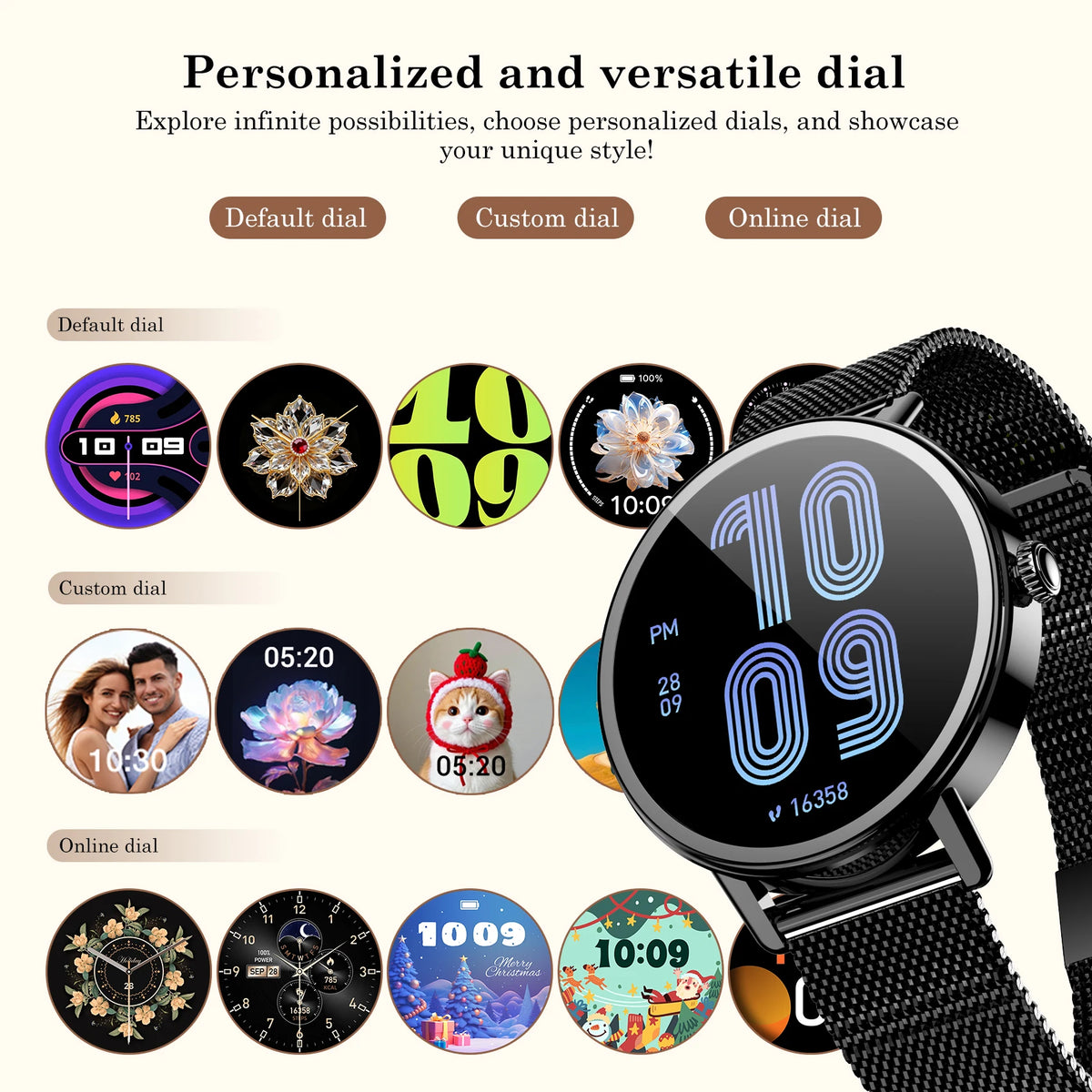 Blackview X30 Women's Smartwatch with Health Monitor Fitness Tracker/1.26” AMOLED Screen Bluetooth Smartwatch for Android IOS