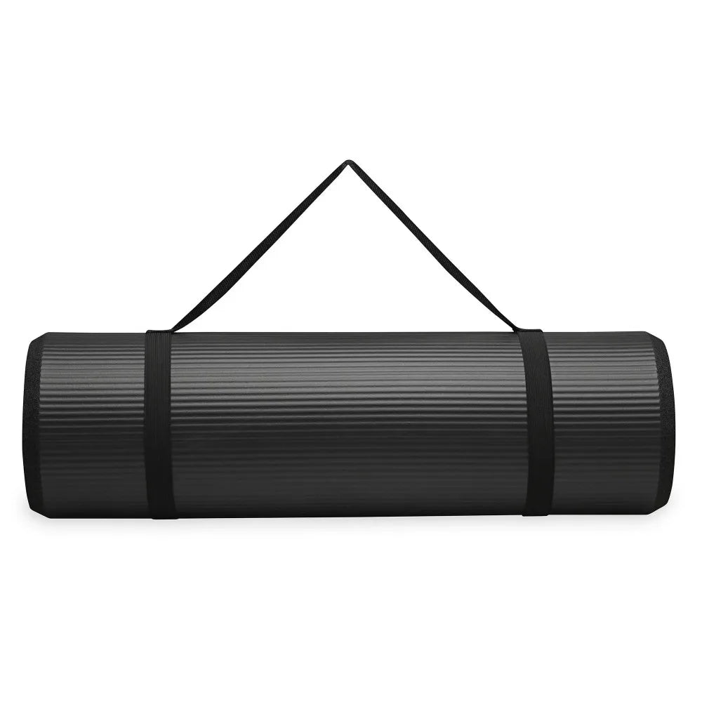 Performance Fitness Mat/Textured Ridges for Ultimate Traction Black