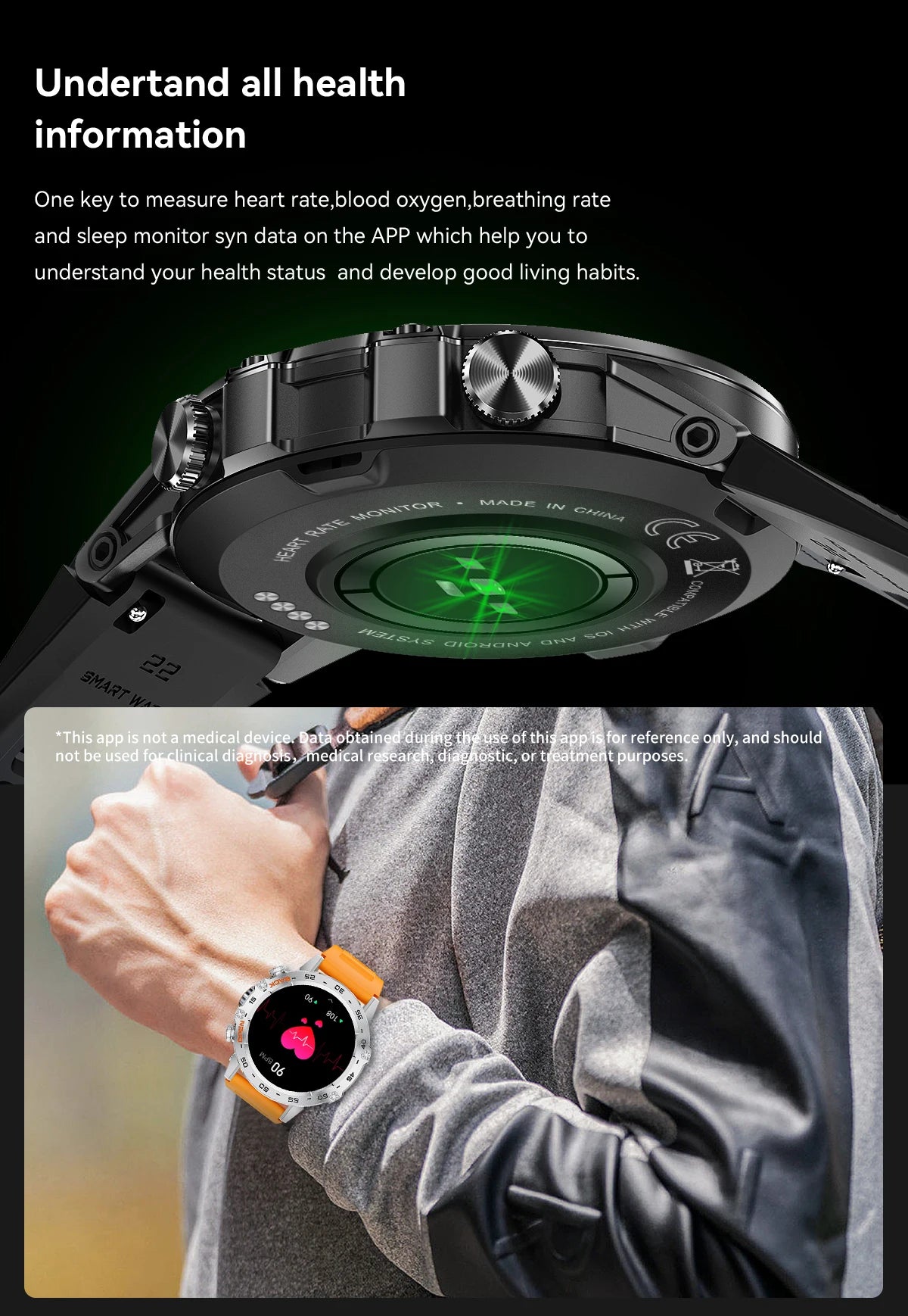 LIGE Smartwtach For Men Bluetooth Calling Waterproof Watches Health Monitoring/400mAh Outdoor Sport Smartwatch Man