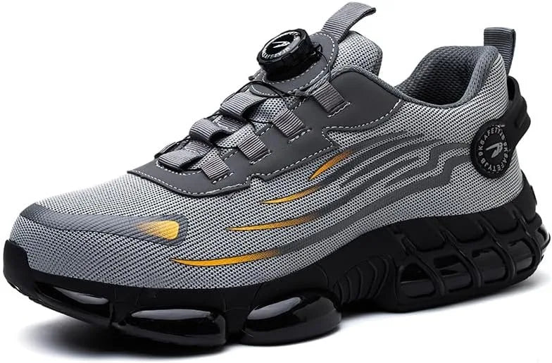 Men's Rotating Button Steel Toe Anti-Puncture Non-Slip/Work Shoes Lightweight Breathable Safety Boots for Men