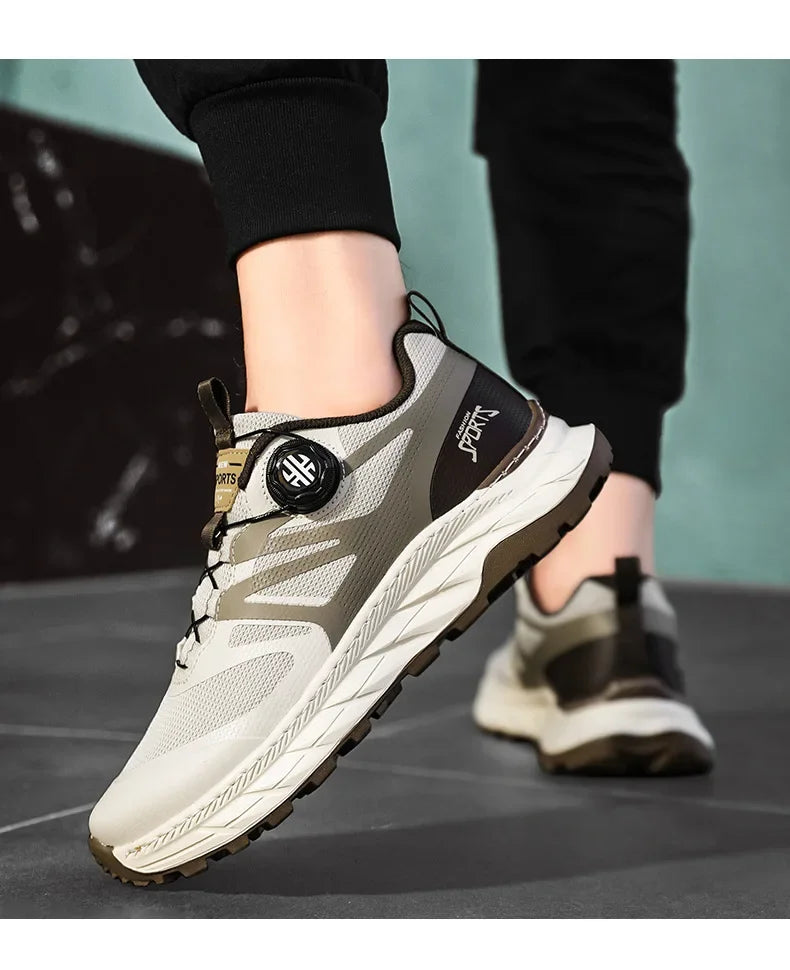 Spring Summer Thin Automatic Buckle Trail Running Shoes Casual/Function Hiking Breathable Outdoor Sports Trendy Footwear