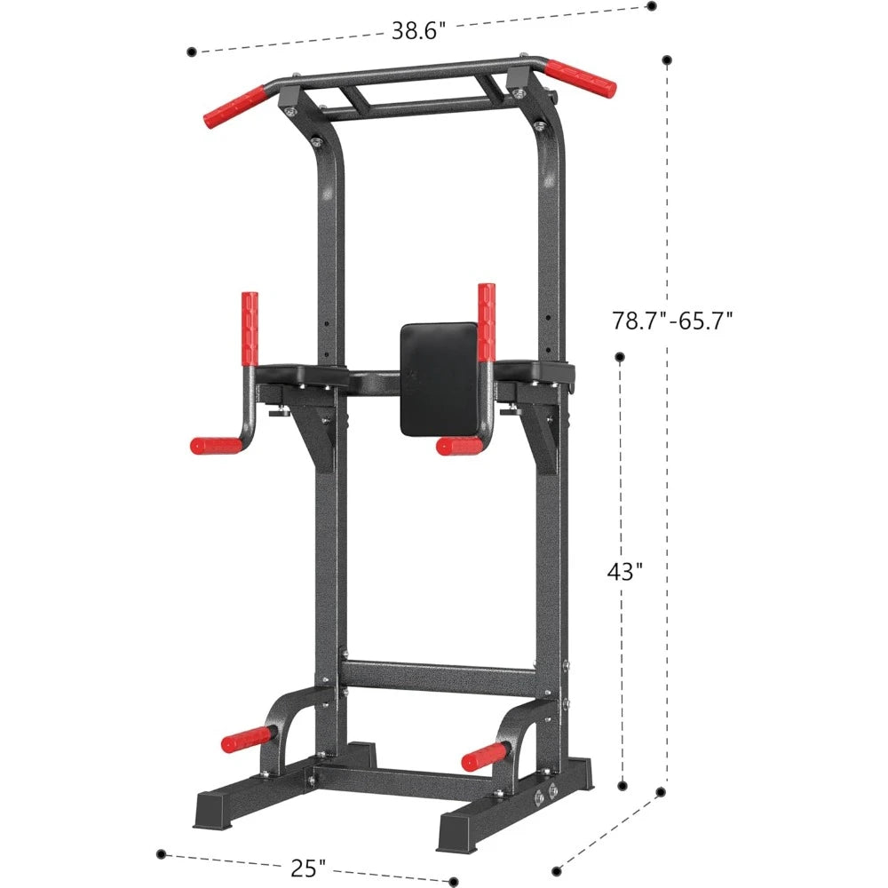 Power Tower Pull Up Dip Stand Multi-Function Adjustable Height/Workout Equipment Dip Station Fitness Training 330LBS Limit