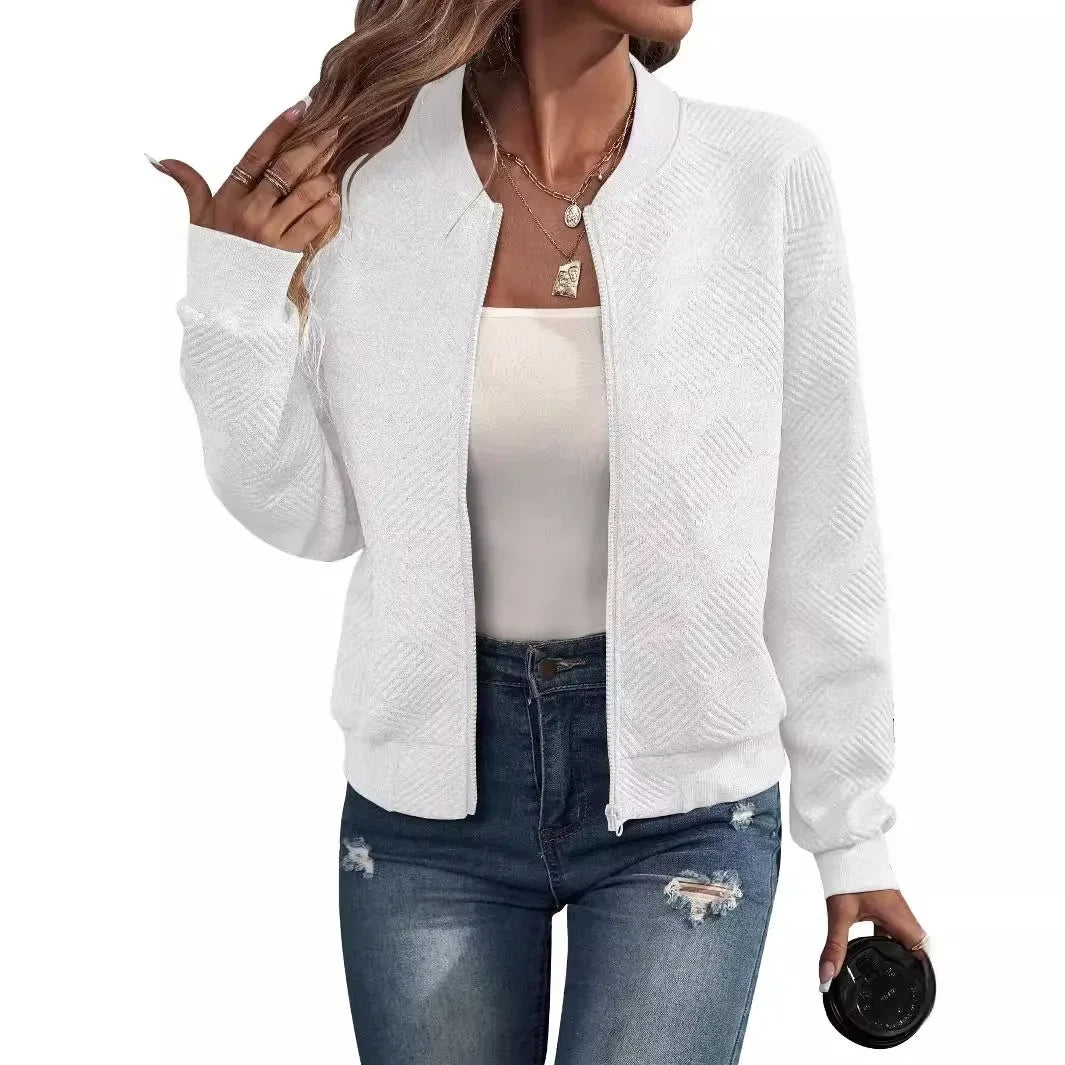Autumn and Winter New Solid Color Zipper Jacket/with Collar Casual Coat for Women