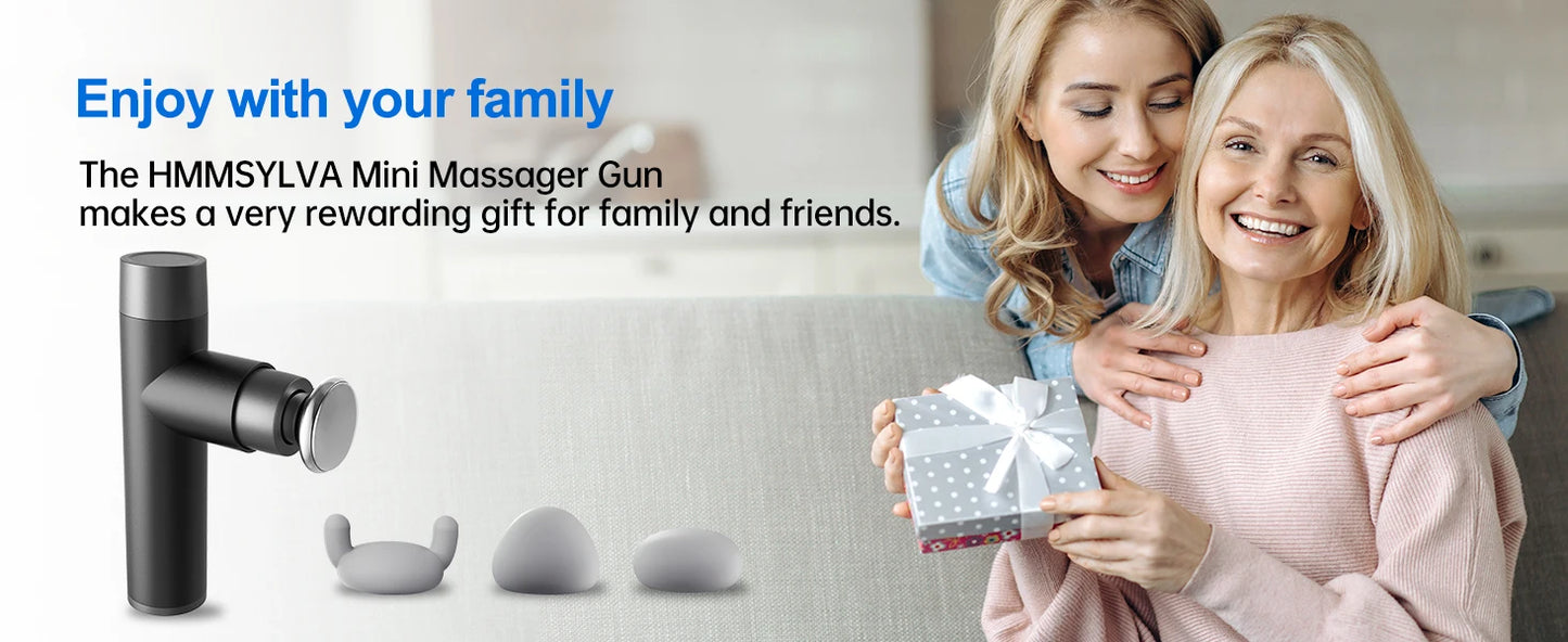 Mini Massage Gun, Percussion Deep Tissues Muscle with Heat/Portable Full-Metal Massage Gun with 3 Interchangeable Heads