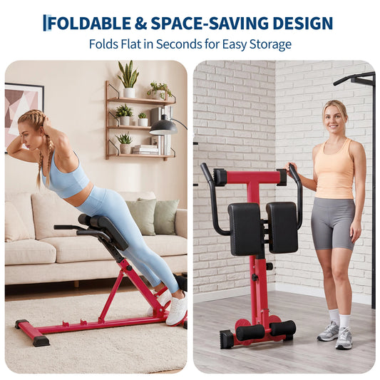 Multifunctional Hyperextension Roman Chair, Heavy Duty Fitness Workout Bench/for Glute Core Lower Back Training, 330 Lbs Weight Capacity