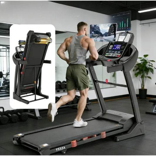 Treadmill with 15% Auto Incline 400lbs Capacity, 5.1HP Folding Treadmill/Running Machine for Home with Safety Customized