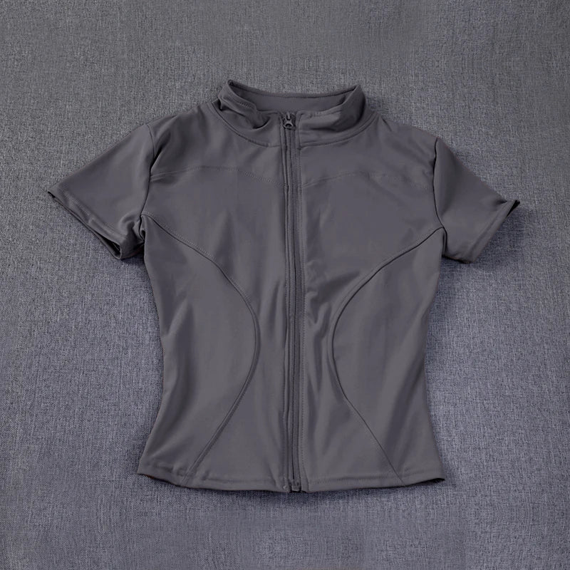 Women sport wear Slim Fit Polyester Quick-drying Full Zip/Outdoor Fitness Running Tights Short Sleeves Women's Yoga Wear