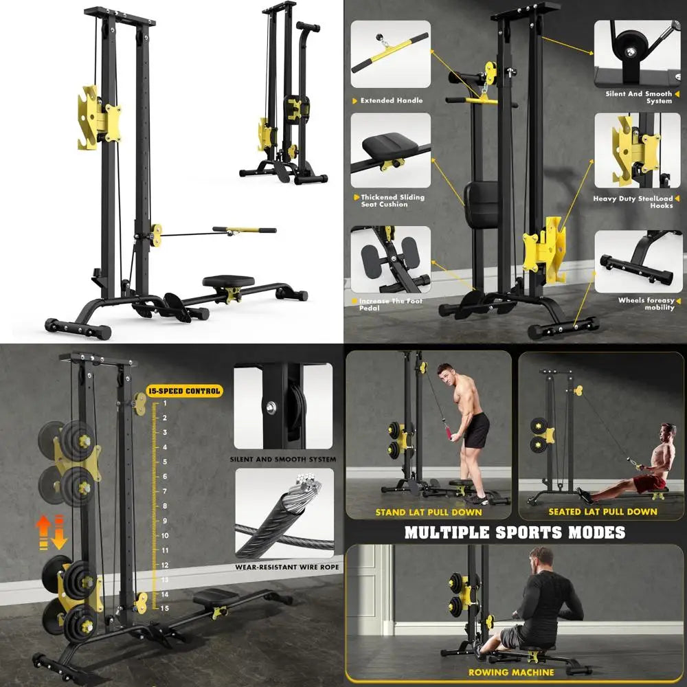 Home Gym Dual-Purpose Equipment: Cable Station/with Lat Pull-Down and Low Row Cable Exercise Options