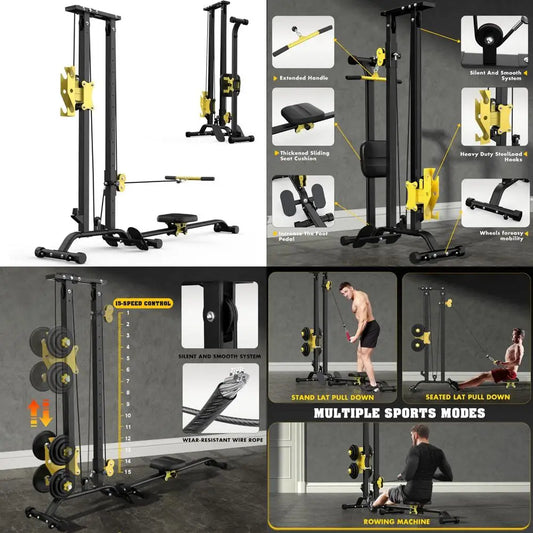 Home Gym Dual-Purpose Equipment: Cable Station/with Lat Pull-Down and Low Row Cable Exercise Options