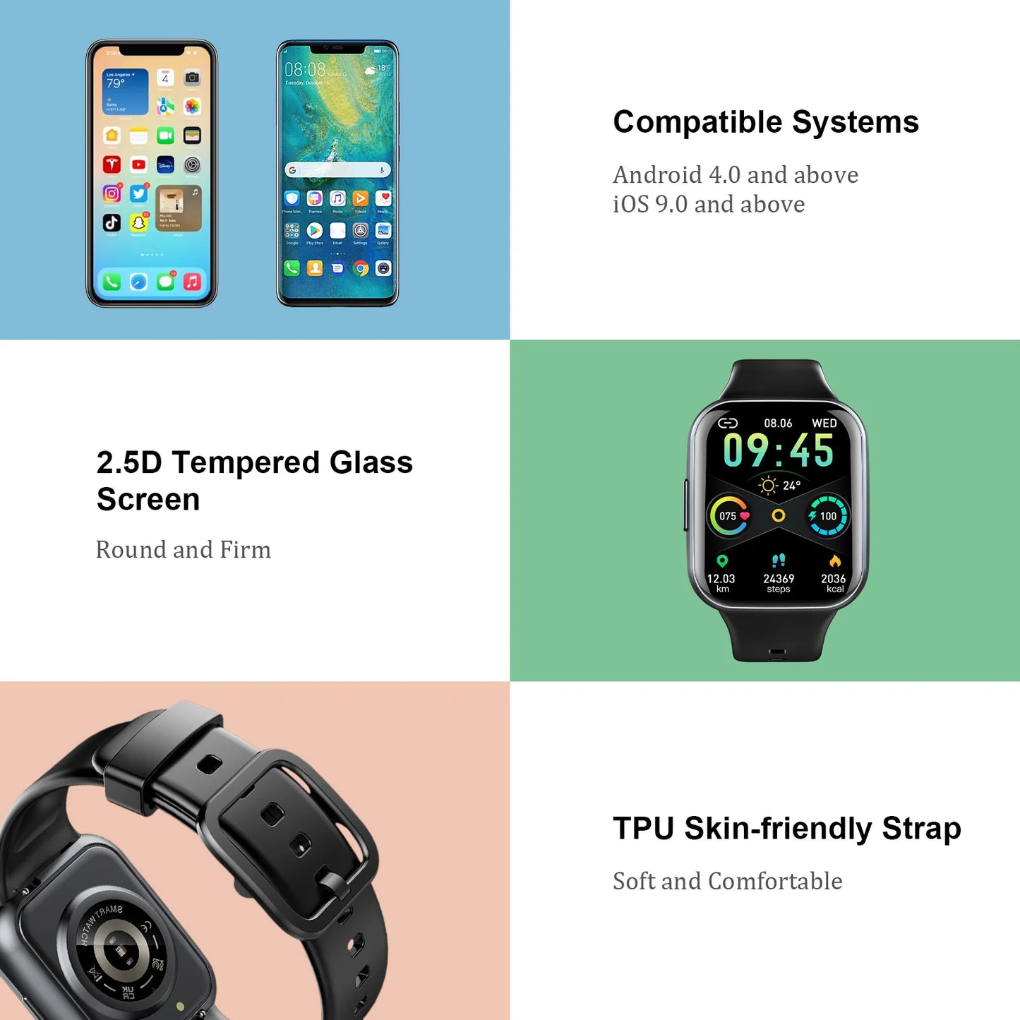 Nerunsa Smart Watch, 1.69" HD Touch Screen Fitness Watch/25 Sports Modes Fitness Tracker IP68 Waterproof Smartwatch.