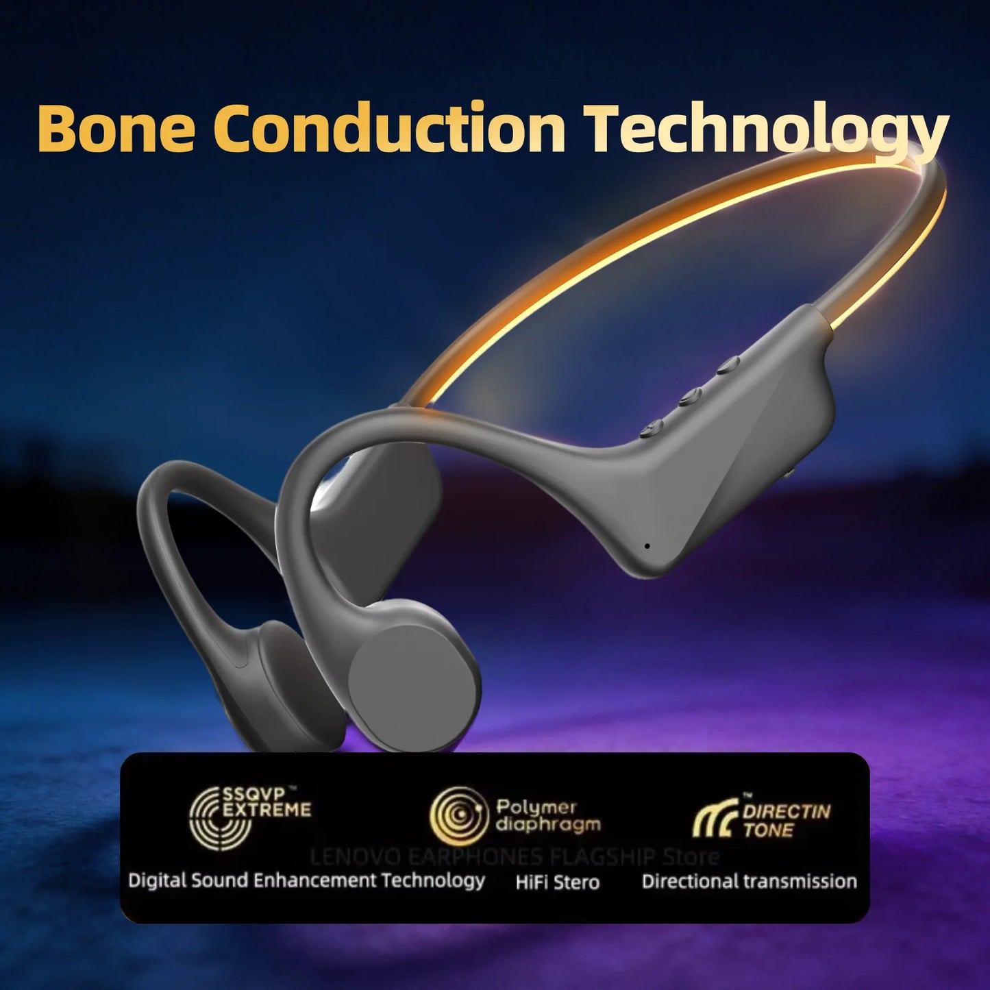 S11 LED Glow Bone Conduction Headphones Bluetooth 6.0 Light Open Ear/Wireless Sports Earphones IP54 Sweatproof 12H Playtime