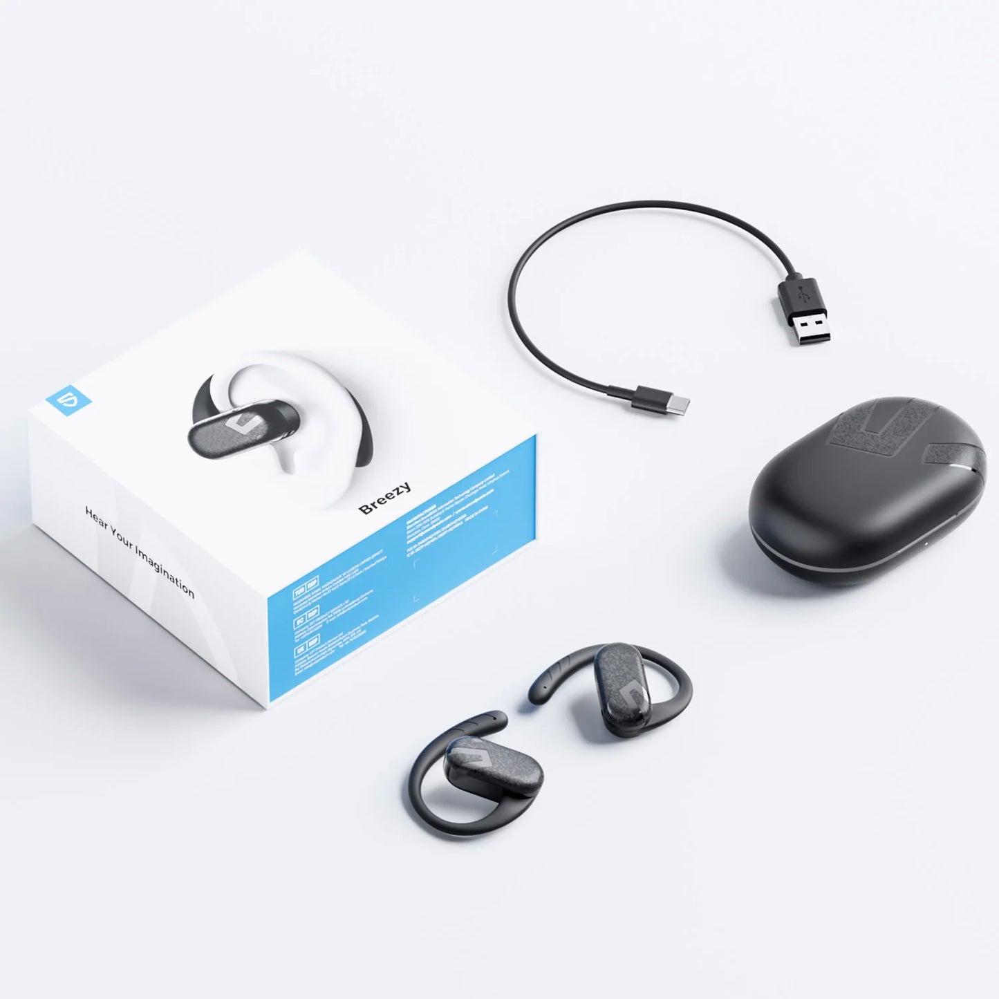 SoundPEATS Breezy Open-Ear Wireless Earphone Bluetooth 5.4 Earbuds/With 4 Mic AI call Noise Reduction, Multipoint Connection