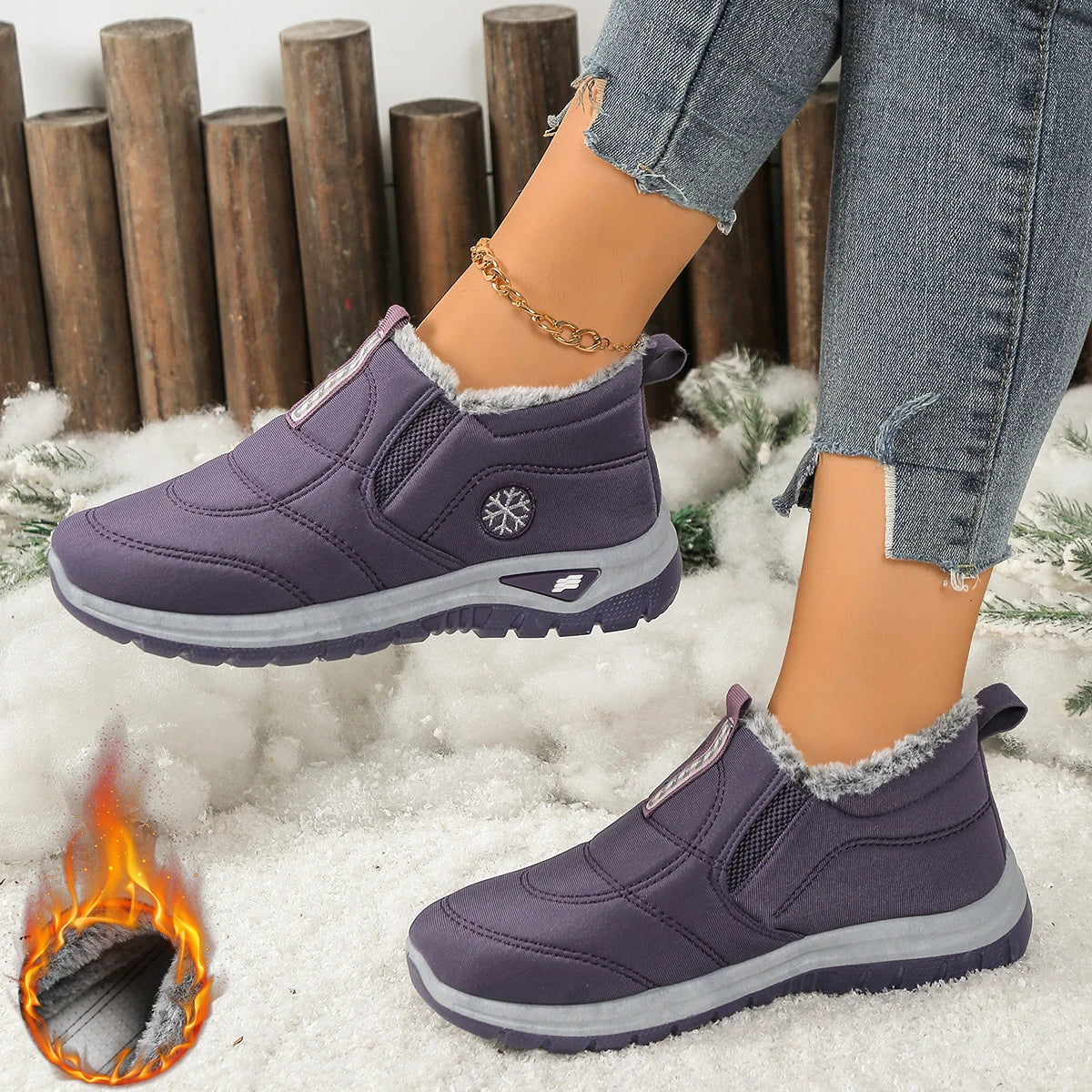 Women's shoes, casual shoes fleece thickened, warm/soft-soled anti-slip and comfortable snow boots