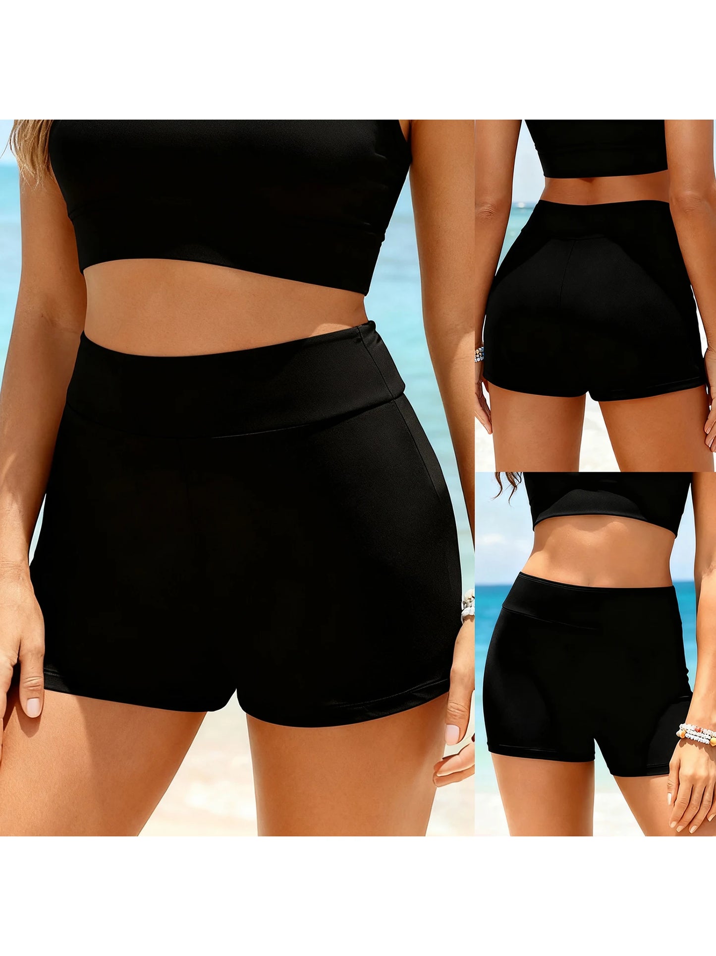 Women s High Waisted Swim Shorts with Tummy Control/and UPF 50 Sun Protection for Active Beach Days and Water Sports