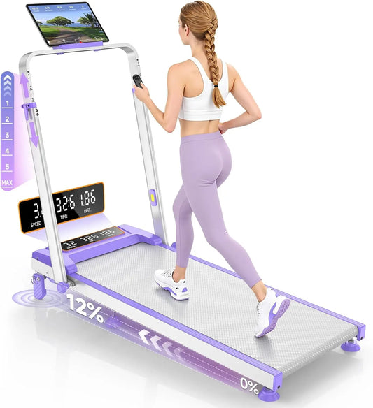Walking Pad Treadmill with 15% Incline/Adjustable Height,3.5HP Walking Pad/with Handle Bar Foldable Under Desk Treadmill 350LBS