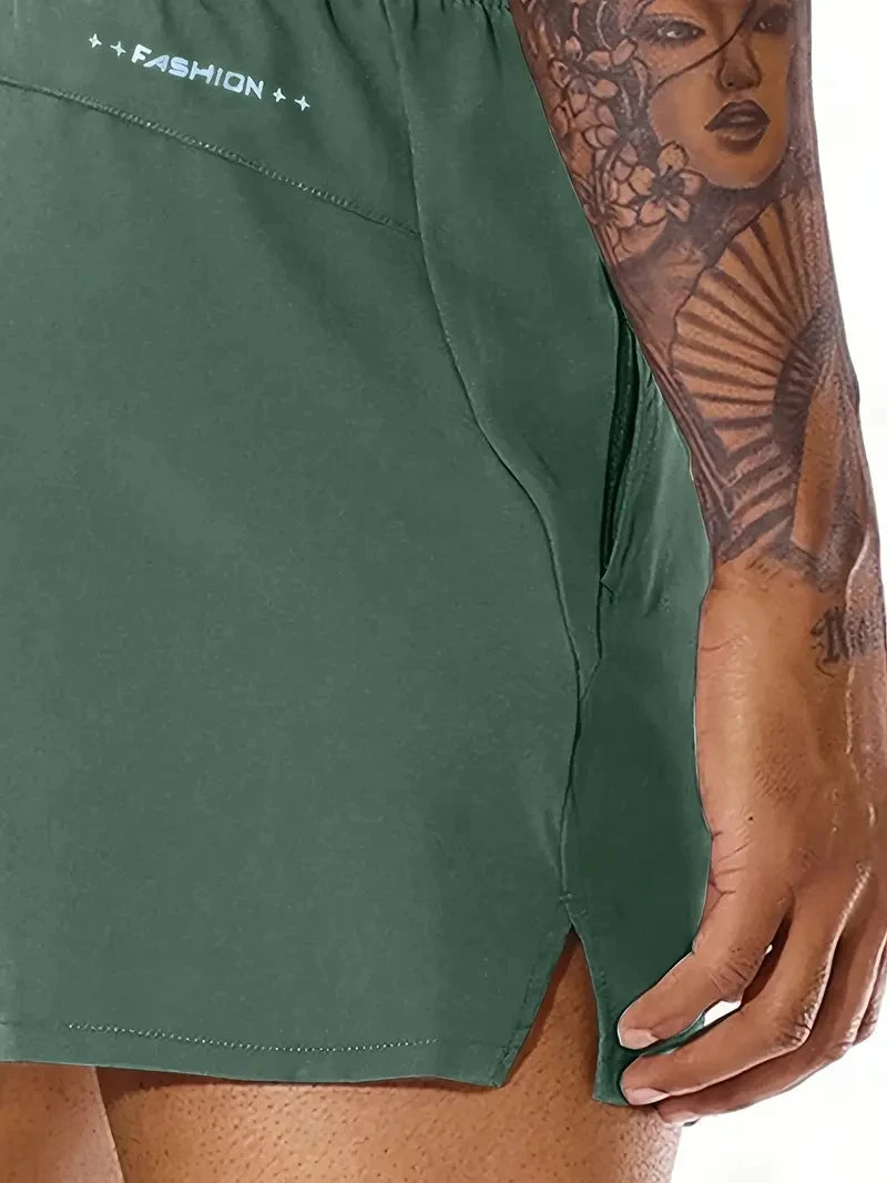 Men New Summer Beach New Models Solid Color Fashion/Leisure Comfortable Elastic Waist Double Pockets Cool Sports Shorts
