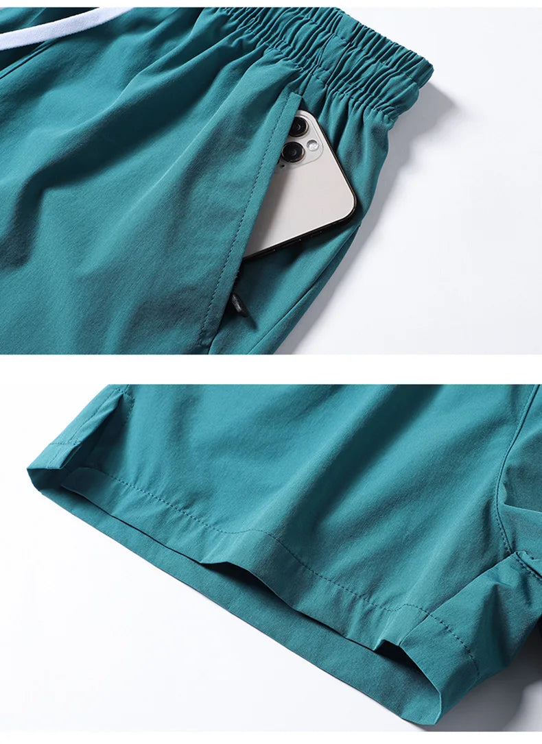 Men New Summer Beach New Models Solid Color Fashion/Leisure Comfortable Elastic Waist Double Pockets Cool Sports Shorts