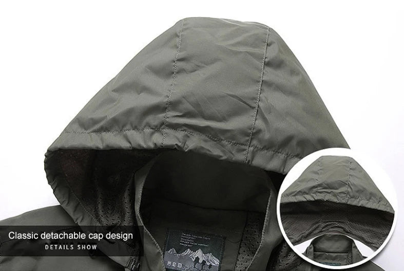 Windbreaker Men Tactical Jacket Waterproof Outdoor Hooded Coat/Sports Military Size S-5XL Field Climbing Thin Outwear