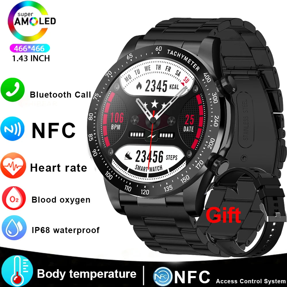 Smart Watch Men 1.43 Inch HD AMOLED Screen Bluetooth Call Fitness Watch/Heart Rate Sleep Monitoring Smartwatch