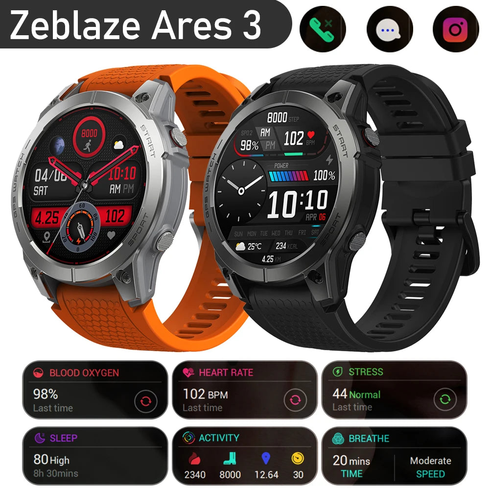 Zeblaze Stratos 3 Sport Smartwatch/AMOLED Display Fitness Watch Built-in GPS