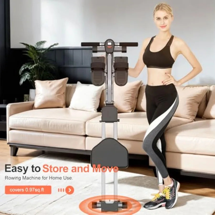 Compact Adjustable Rowing Machine with 12 Levels of Resistance/for Complete Body Workout at Home Low Impact Exercise Equipment