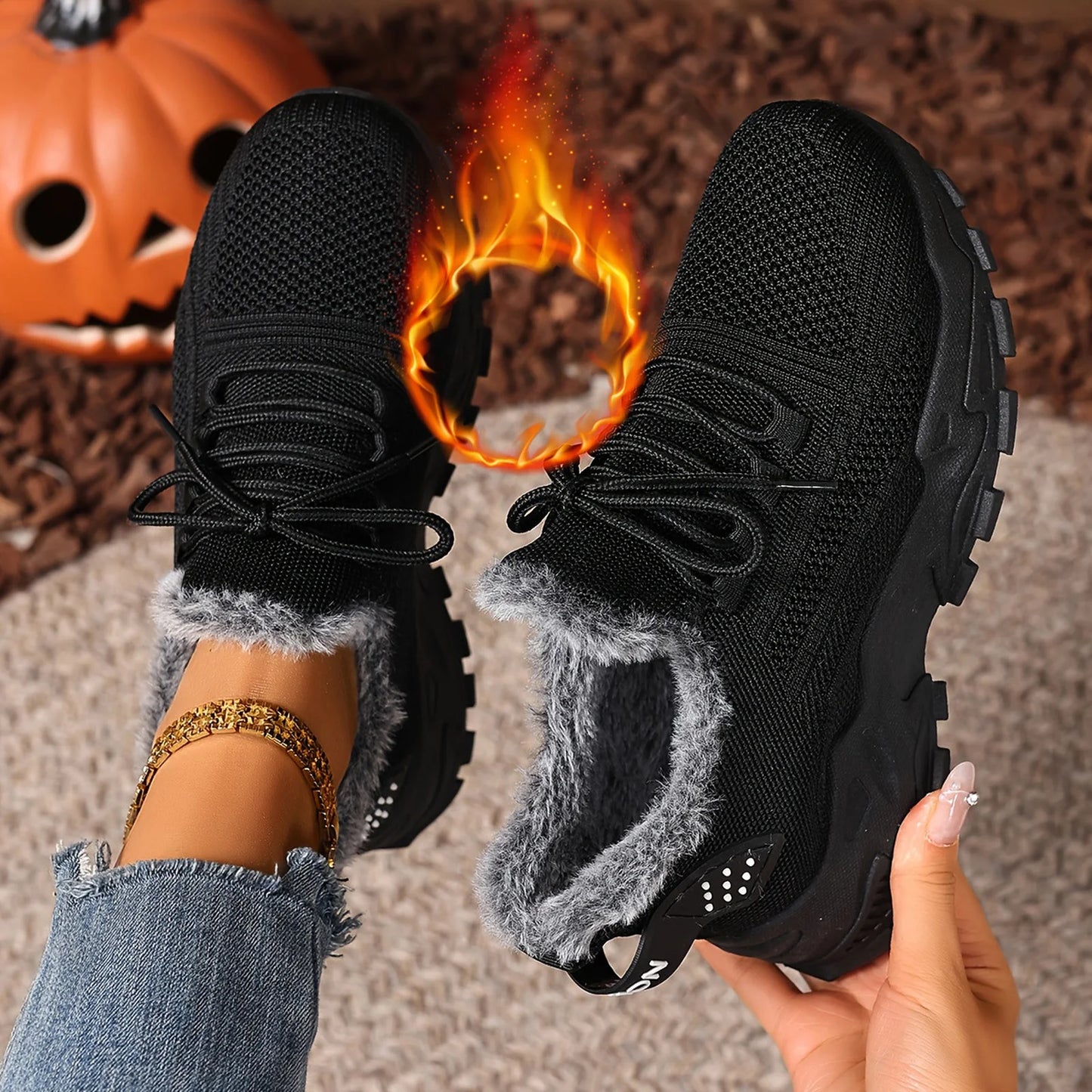 Sneakers Women's Winter Warm Sports Shoes Non Slip Soles/Suitable for Cold Weather Outdoor Walking Sports Shoes Ladies Sneakers