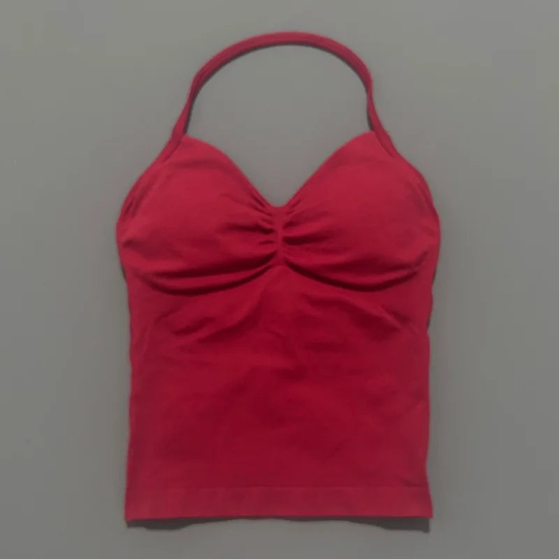 Histello Longline Strappy Top Women Sports Yoga Vest Fitness Tank Top/Gym Beautiful Open Back Bra Running Workout Halter