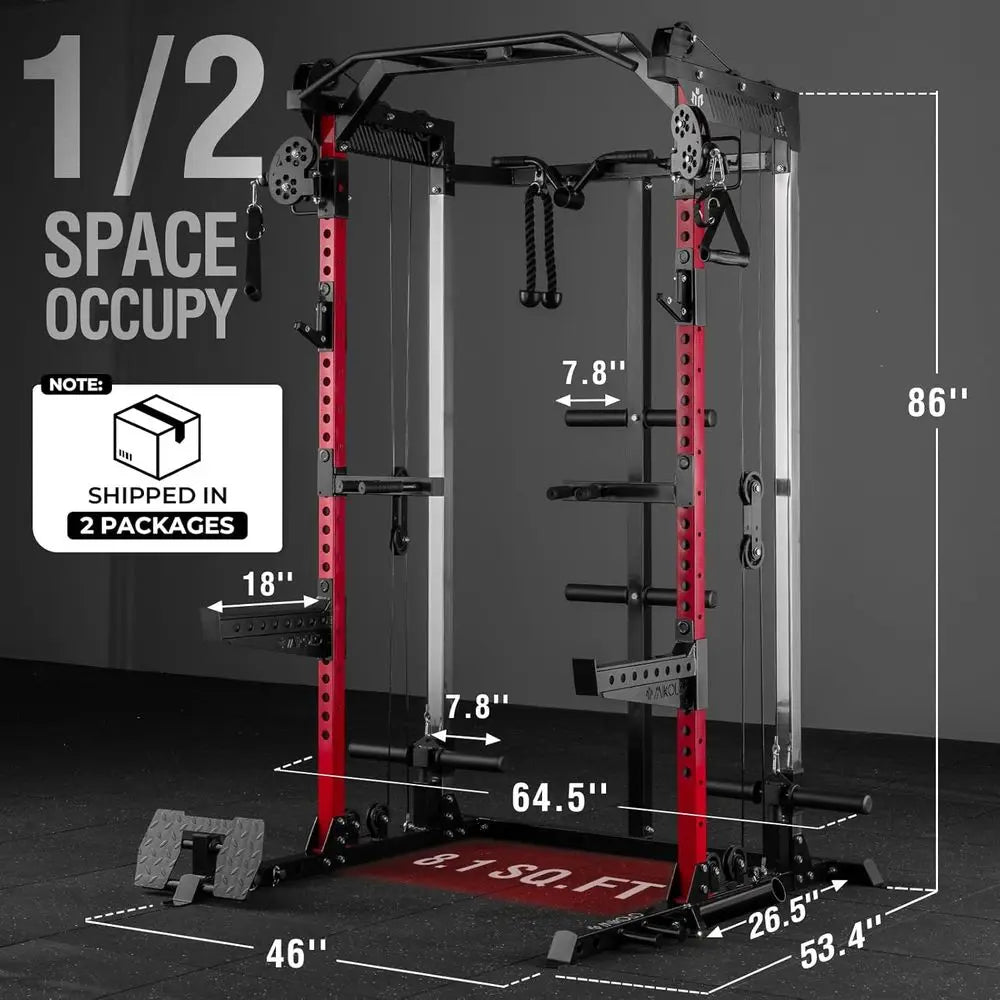 Dual Pulley 2000LB Home Gym Power Cage/with 2000-Pound Capacity for Versatile Workouts