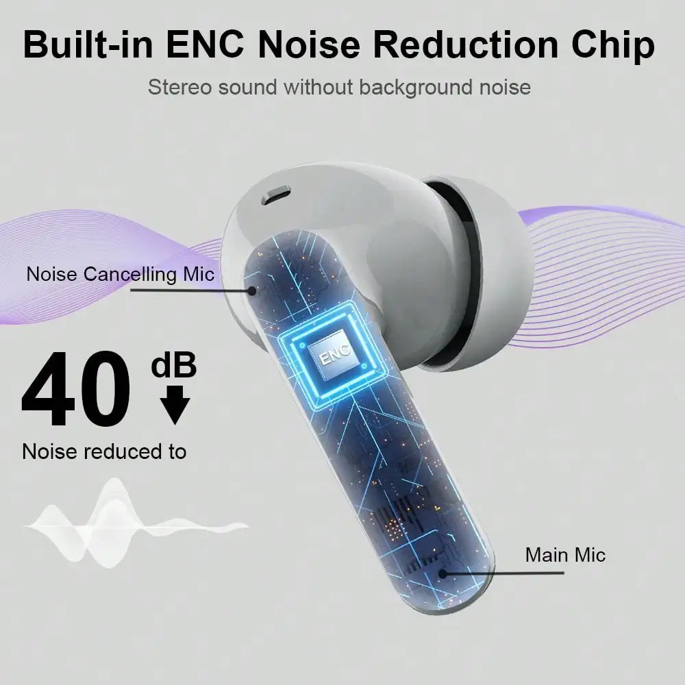 Ordtop Wireless Earbuds Bluetooth Headphones 48H Playtime Ear Buds/With LED Power Display, IPX7 Waterproof Bluetooth 5.4 Earphones