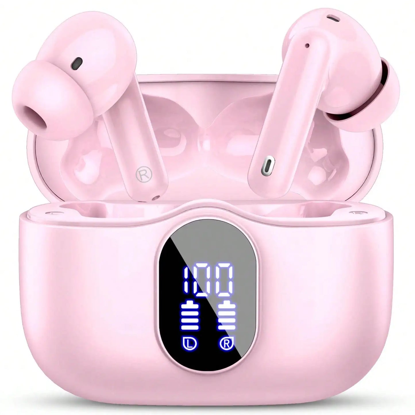 Ordtop Wireless Earbuds Bluetooth Headphones 48H Playtime Ear Buds/With LED Power Display, IPX7 Waterproof Bluetooth 5.4 Earphones