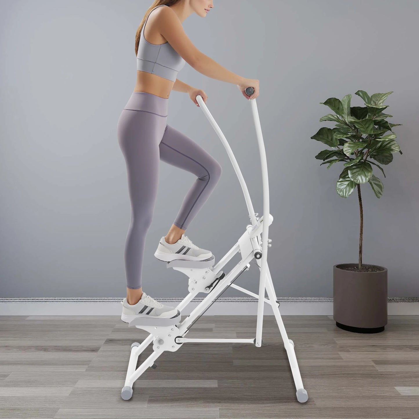 Compact Stair Stepper Machine for Home Full Body Workout Climber/with Digital Monitor Space Saving Exercise Equipment (White)