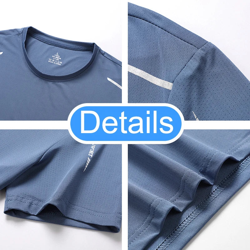 CHRLCK Men's Running Quick Drying T-shirts Breathable Hiking/Fishing Tees Soft Elasticity Outdoor Sports Short Shirt Summer