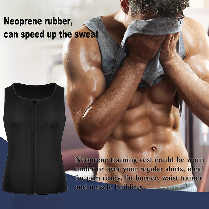 Men Waist Trainer Vest for Weight Loss Neoprene Fitness Corset Body Shaper/Zip Sauna Tank Top Workout Shirt Sauna Suit