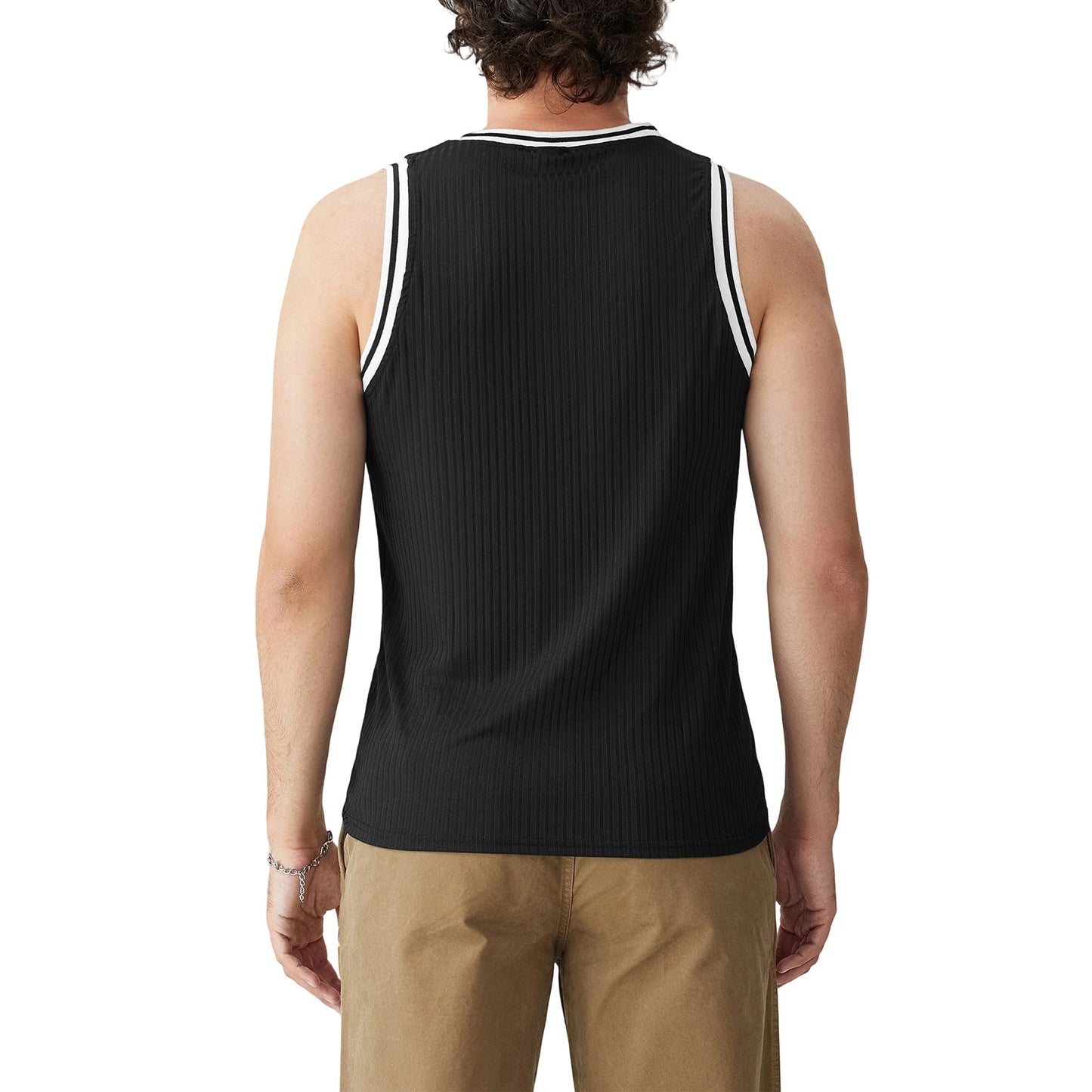 Men s  Fit Ribbed Tank Tops Sleeveless Round Neck Muscle/T Shirts Gym Workout Tops for Summer