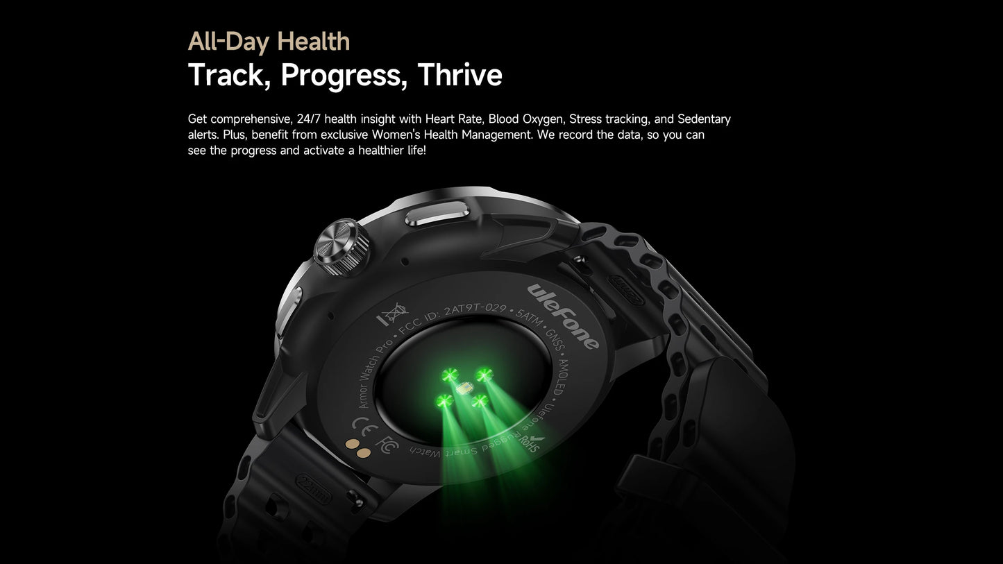 Ulefone Armor Watch Pro 1.5" AMOLED Smartwatch with Built-in GPS/Heart Rate Monitoring Sports Watch for Men & Women