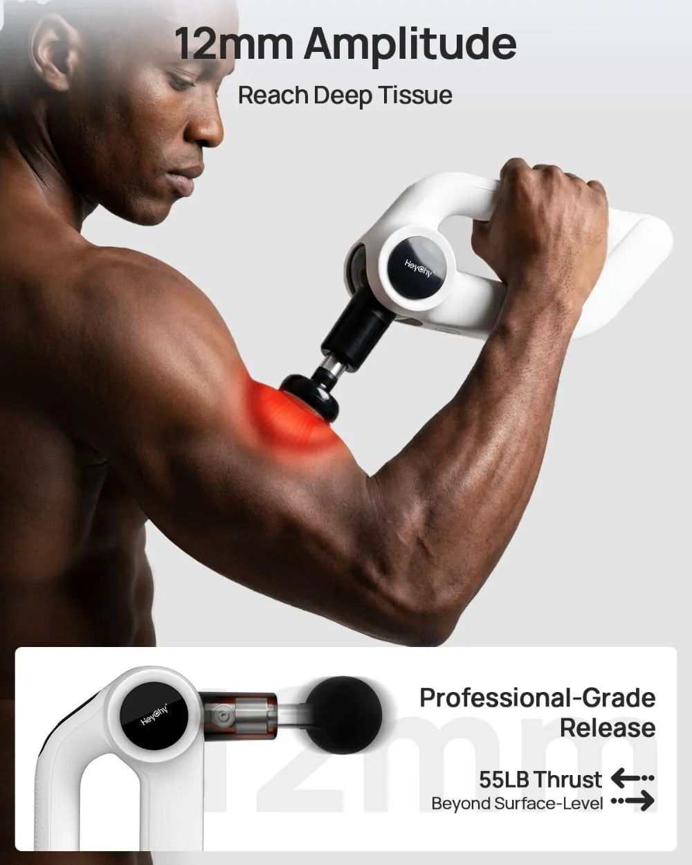 Massage Gun with Heat 12mm Amplitude Deep Tissue Muscle Massager for Athletes/5 Speeds & 4 Modes for Neck Back, Shoulder Leg Pain Relief