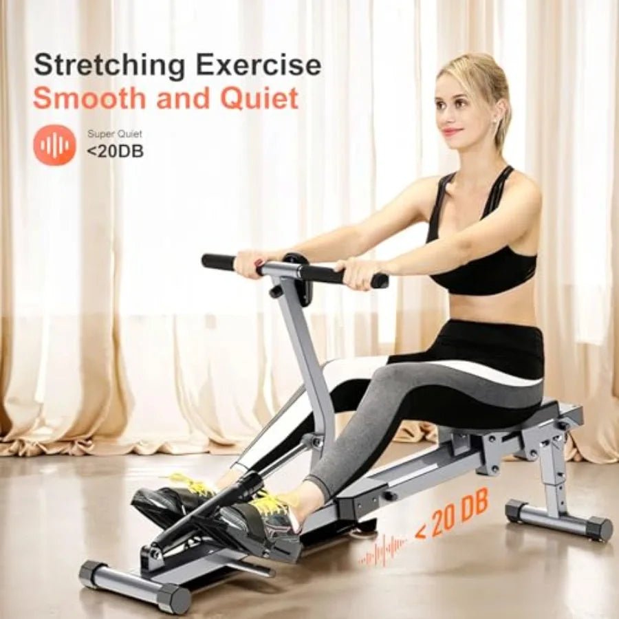 Compact Adjustable Rowing Machine with 12 Levels of Resistance/for Complete Body Workout at Home Low Impact Exercise Equipment