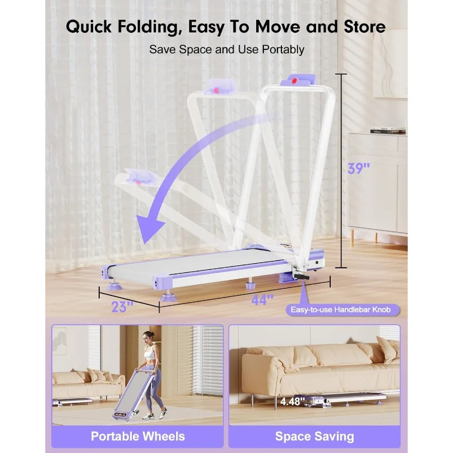 Portable Walking Pad Treadmill for Home Use with 10 Incline and 3.5HP Motor/Low Noise Design Foldable Fitness Equipment