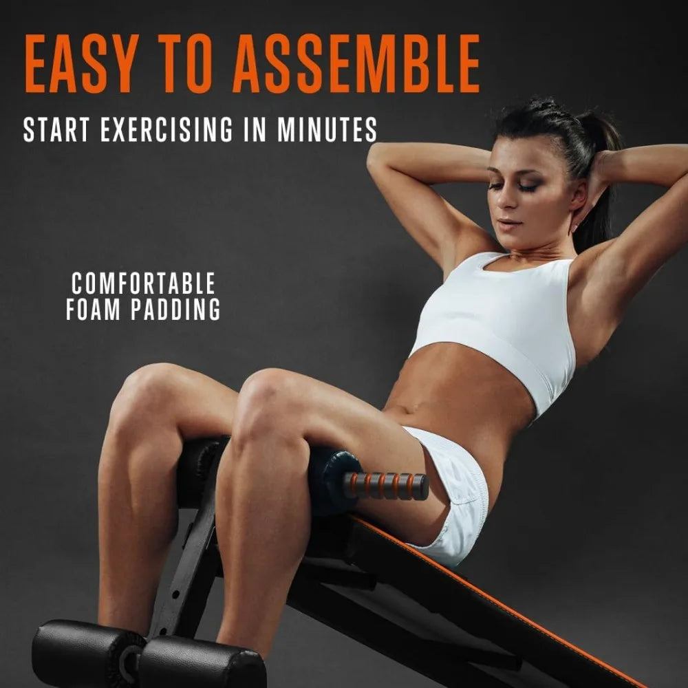 Sit Up Bench for Abs: Abdominal Bench with Handrail/Five Adjustment Levels Home Gym Workout