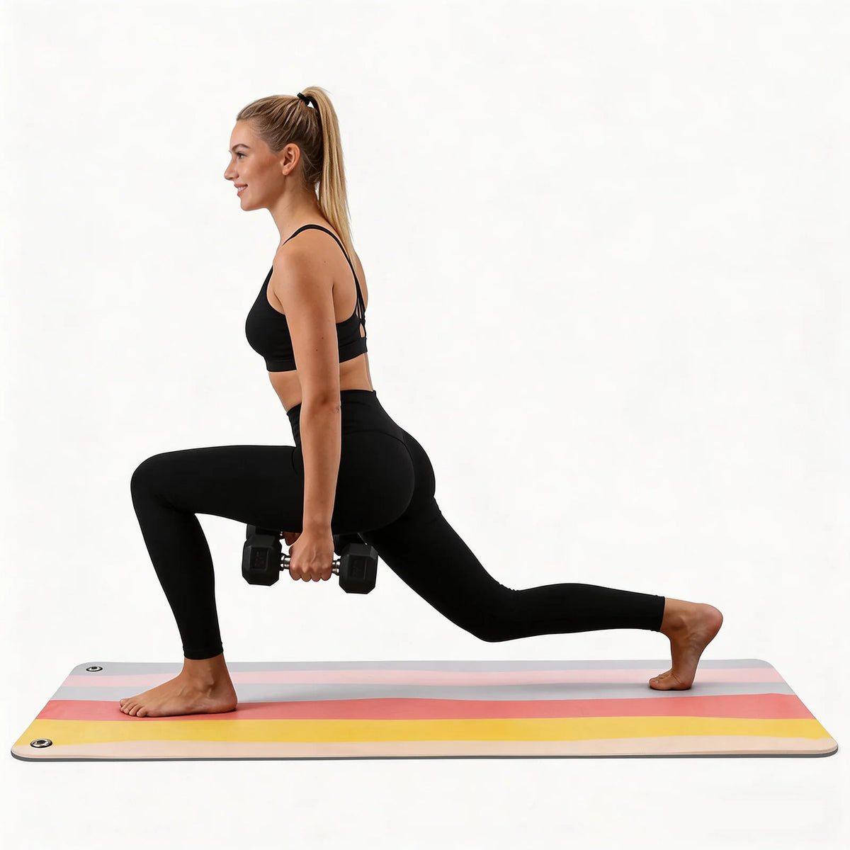 Hanging Fitness Exercise Mat, 71"×24" Non-Slip Foldable Workout Mat/with Metal Grommets for Yoga Strength Training Home Gym