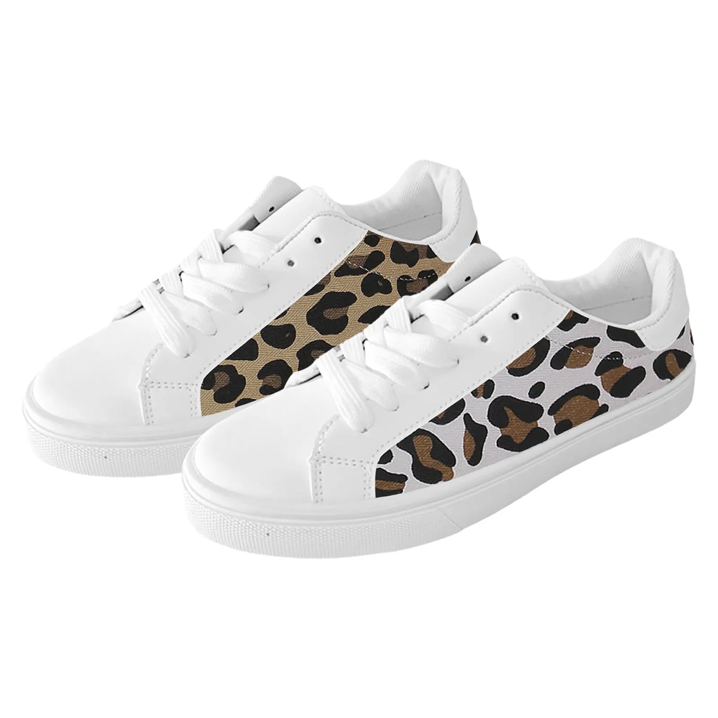 Leopard Print Casual Shoes For Women/Spring Autumn Round Toe Flat Bottom Lace Up