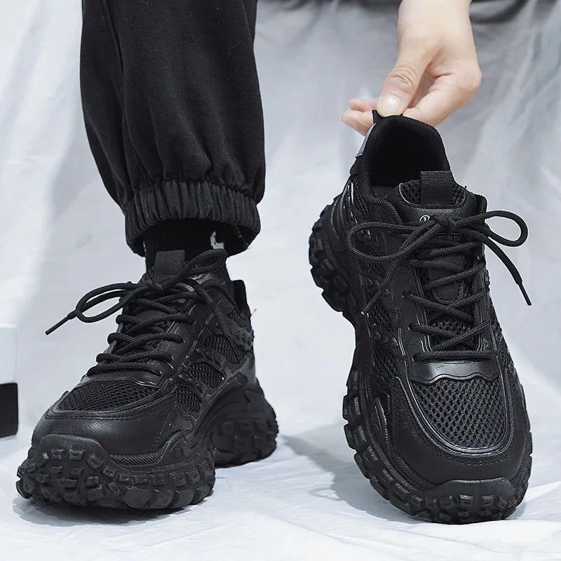 Shock Absorbing Thick Sole Female White Skate Shoes/Light Breathable All-Match Daily Leisure Sports Footwear